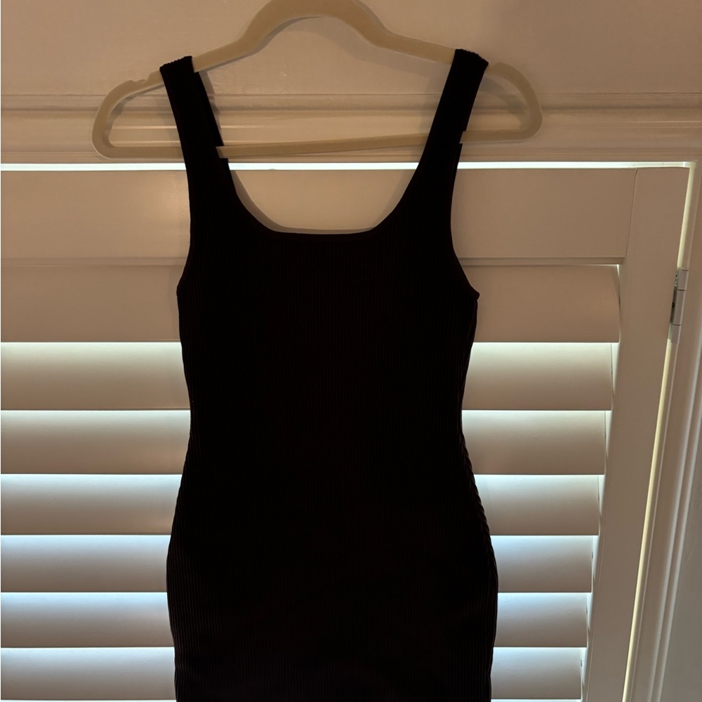 Babaton Rich Brown Knit Dress Ribbed